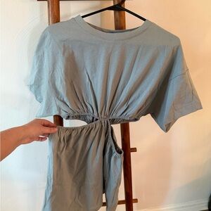 Cutout Waist T-Shirt Dress in lightGreen